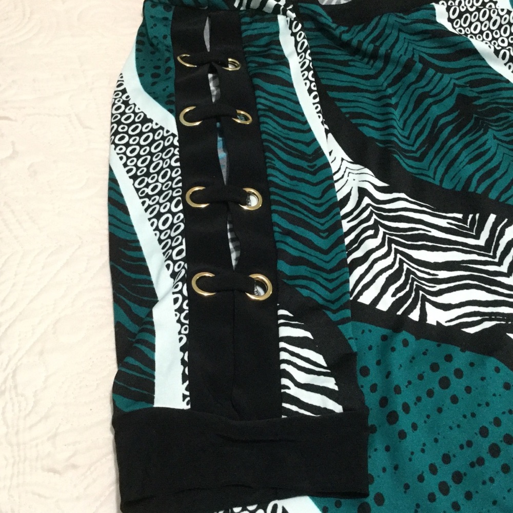 NWT - Per Seption  Concept- Green Print Dress - Picture 7 of 7